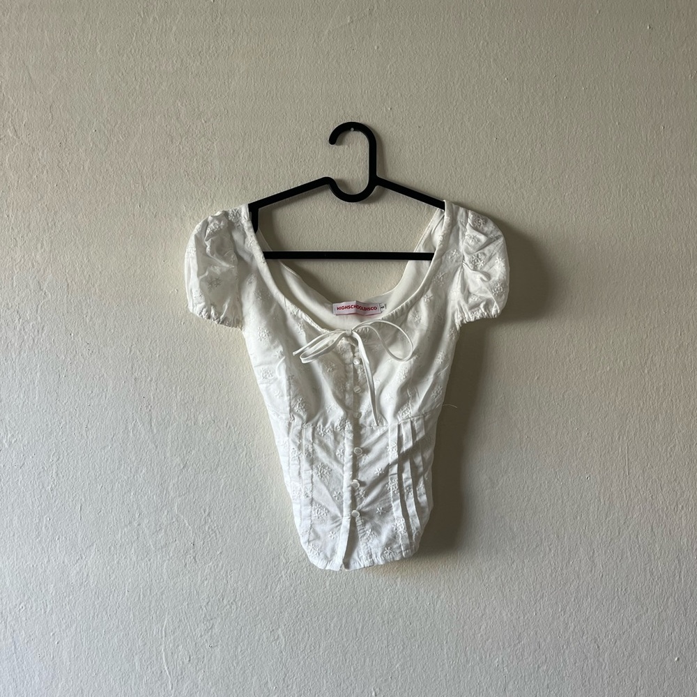 White Puff Sleeve Top